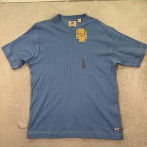 Vintage Levi's Tee Shirt Men Large Blue Short Sleeve Knit Ribbed V Neck Pullover